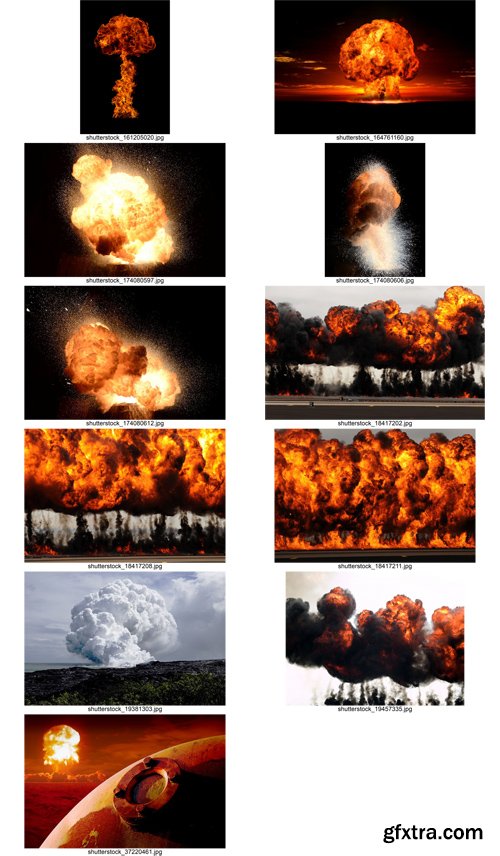 Stock Photos - Explosion, burst, outburst, detonation, 25xJPG