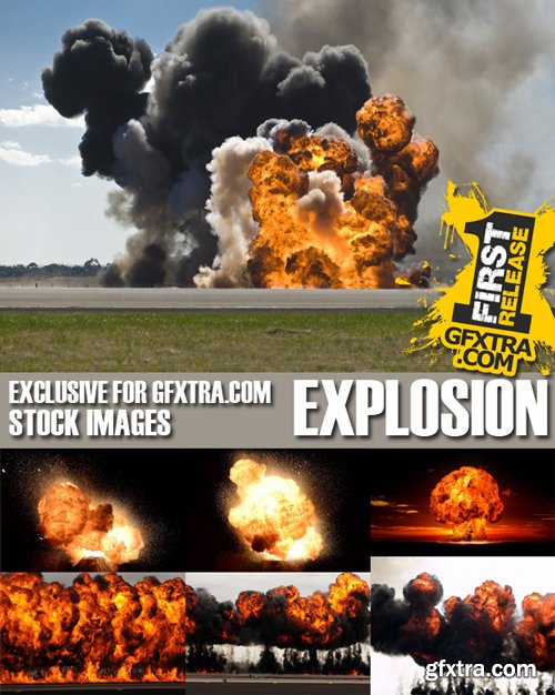 Stock Photos - Explosion, burst, outburst, detonation, 25xJPG