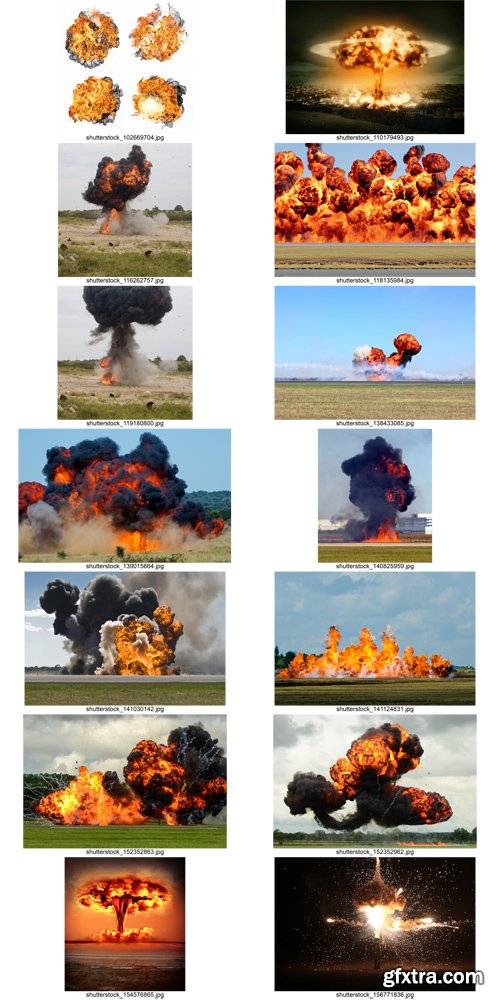 Stock Photos - Explosion, burst, outburst, detonation, 25xJPG