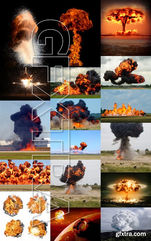 Stock Photos - Explosion, burst, outburst, detonation, 25xJPG