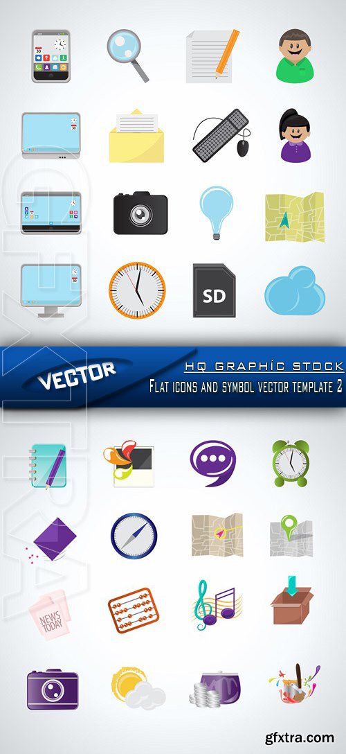 Stock Vector - Flat icons and symbol vector template 2