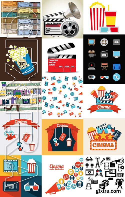 Stock Vectors - Film and Cinema 2, 25xEps