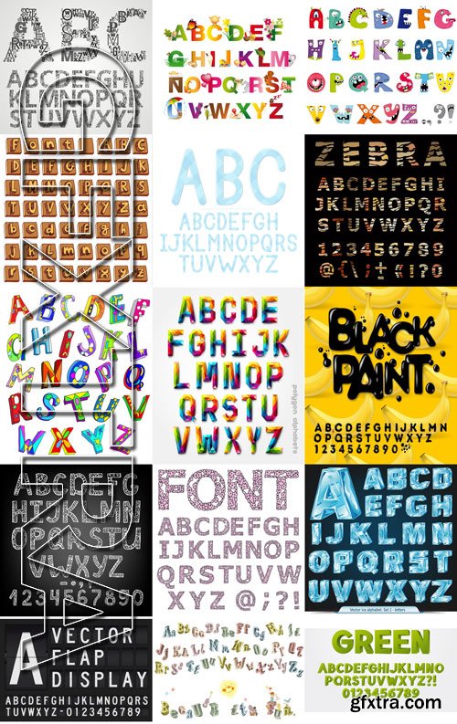 Stock Vectors - Alphabet and digit, 25xEps