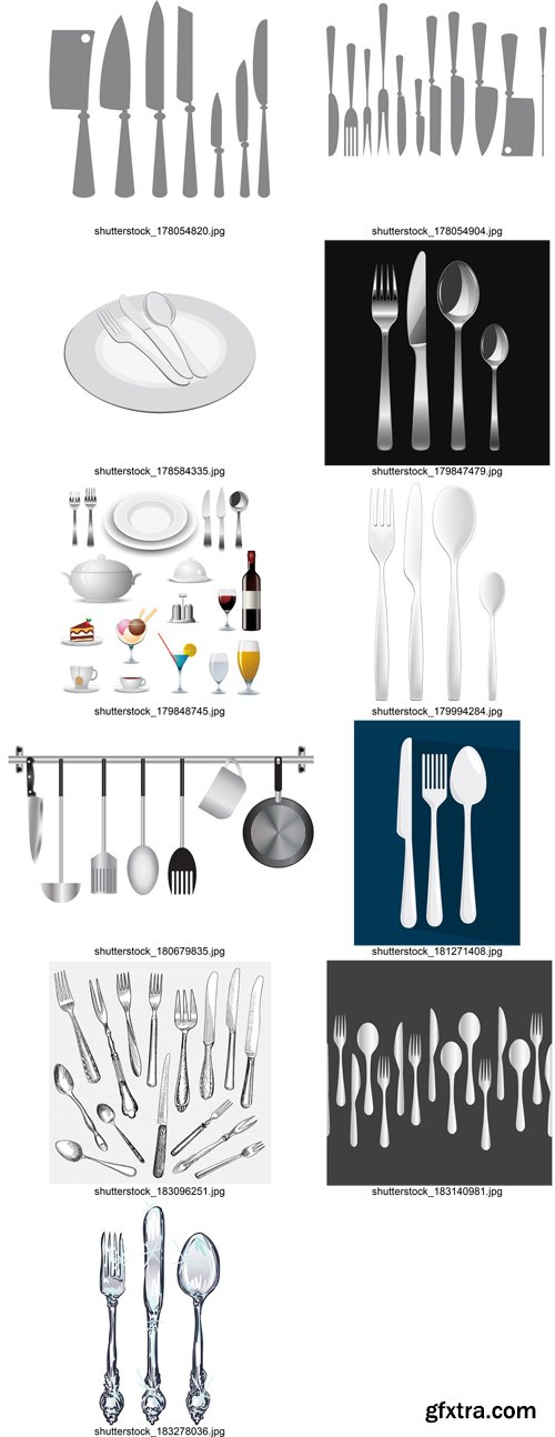 Stock Vectors - Kitchen Cutlery, 25xEps