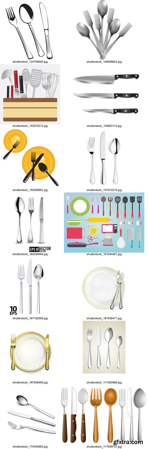 Stock Vectors - Kitchen Cutlery, 25xEps