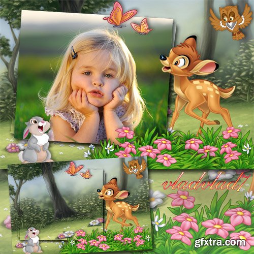 Children\'s Frame for Photoshop - Bambi and Thumper