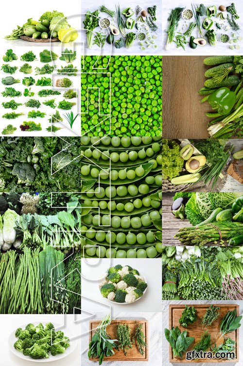 Stock Photos - Fresh green vegetables, 25xJPG