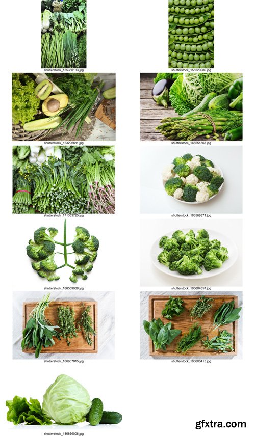 Stock Photos - Fresh green vegetables, 25xJPG