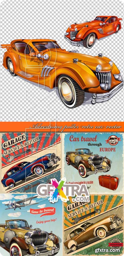 Advertising poster retro car vector