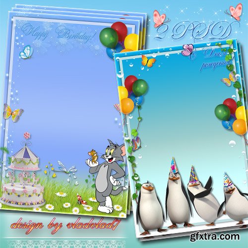 Children\'s holiday Photo frames - The penguins of Madagascar, Tom and Jerry