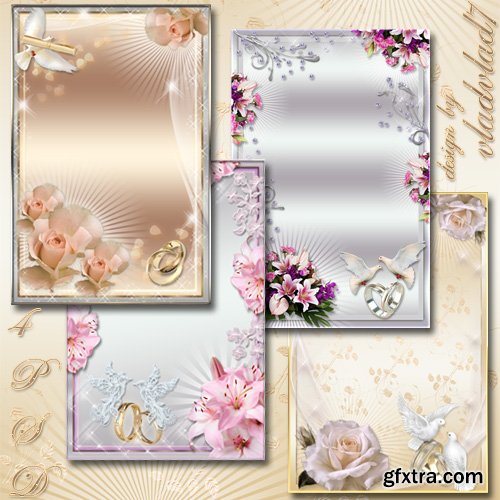 Wedding Photo frames - Lilies and roses, wedding bouquet