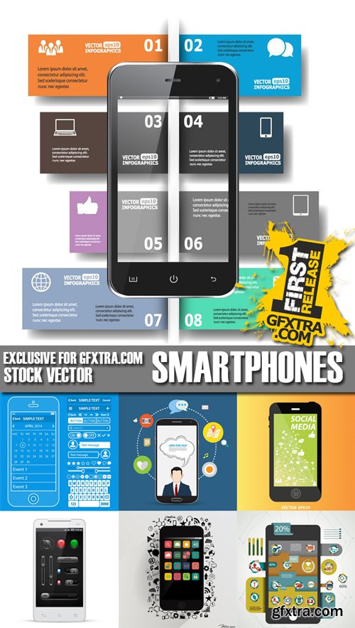 Stock Vectors - Phone Infographics, Smartphones 2, 25xEPS