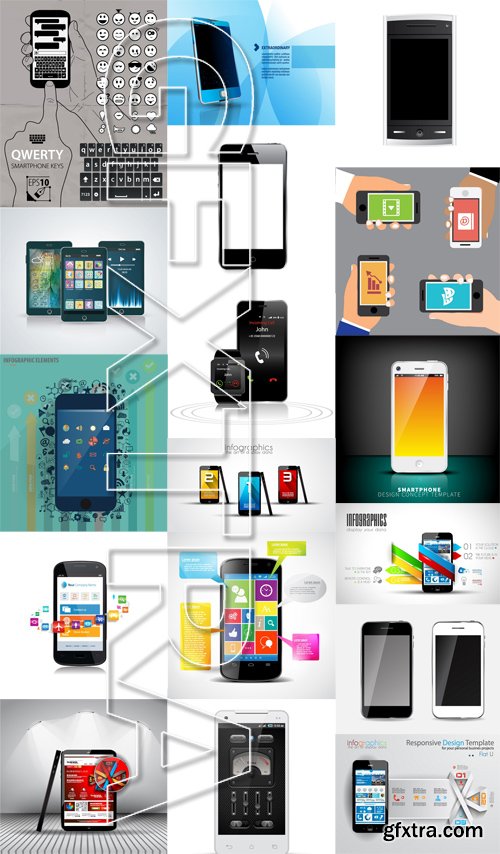 Stock Vectors - Phone Infographics, Smartphones 2, 25xEPS