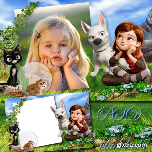 Baby frame for Photoshop with Bolt cartoon characters