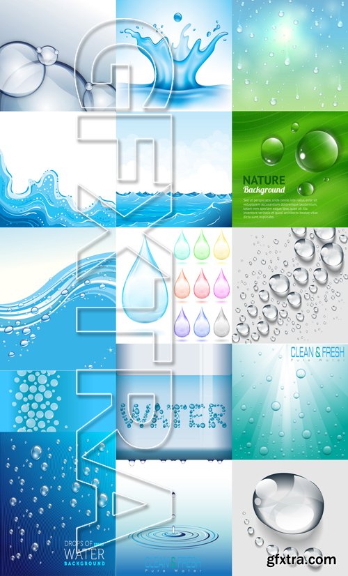 Stock Vectors - Rain, Splash Water, Drops 3, 25xEPS