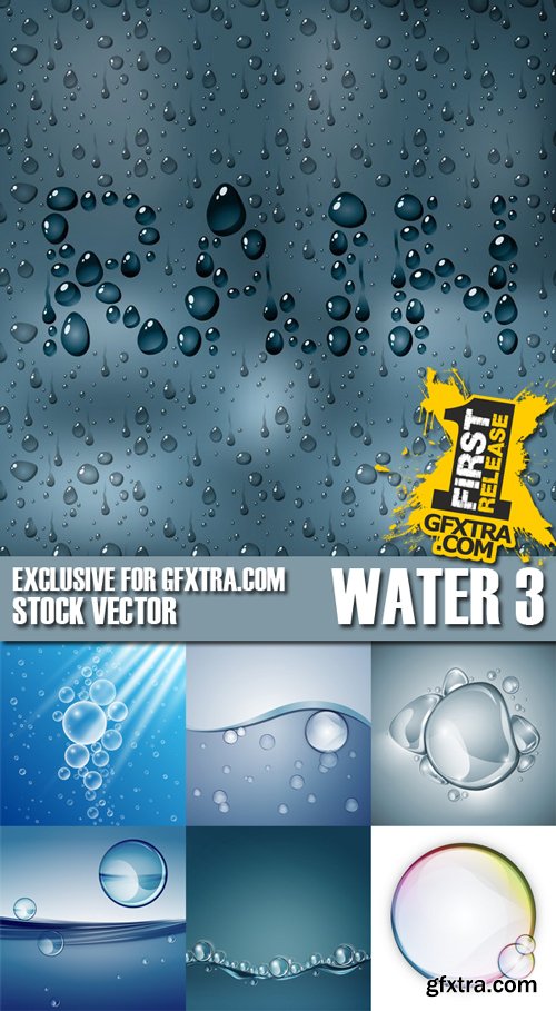 Stock Vectors - Rain, Splash Water, Drops 3, 25xEPS