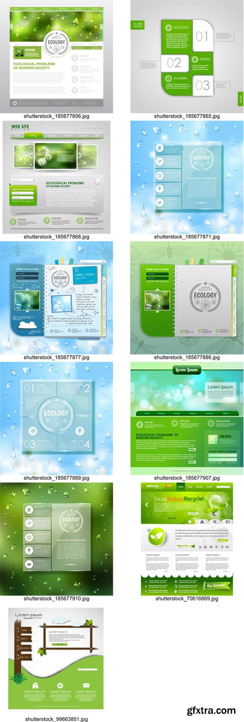 Stock Vectors - Ecology template 2, 25xEPS