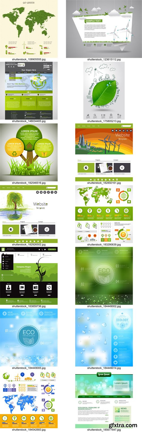 Stock Vectors - Ecology template 2, 25xEPS