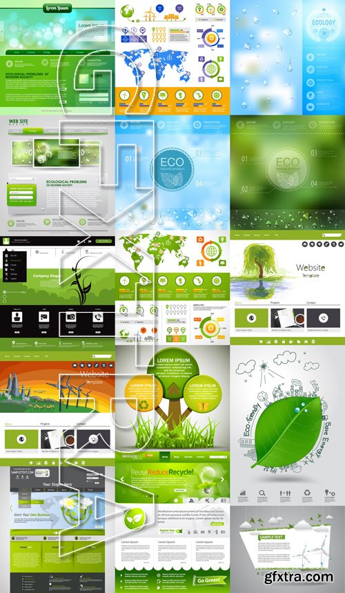 Stock Vectors - Ecology template 2, 25xEPS