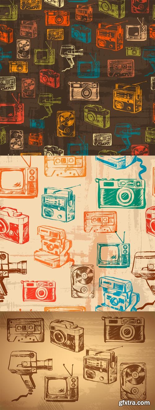 Retro Audio and Video Eqipment Vector Set