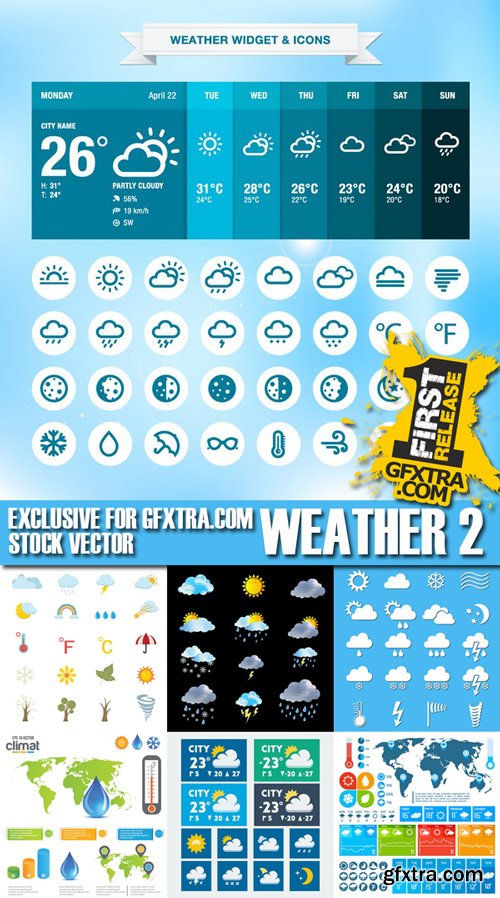 Stock Vectors - Weather 2, 25xEPS