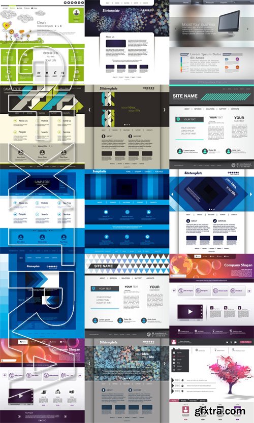 Stock Vectors - Website Template 8, 25xEps