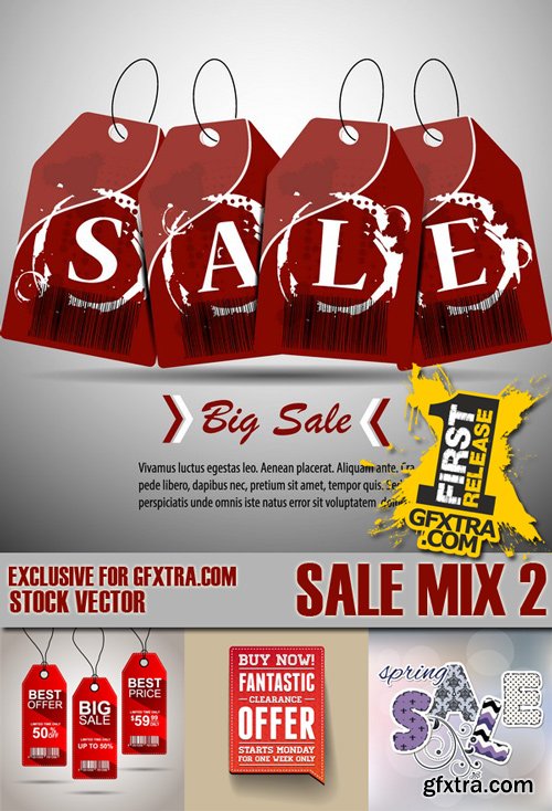 Stock Vectors - Sale Mix 2, stickers label, 25xEps