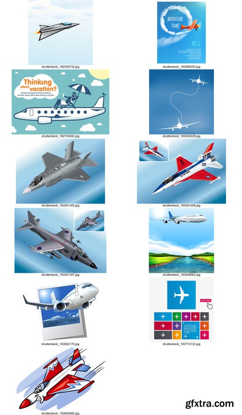 Stock Vectors - Plane, 25xEps