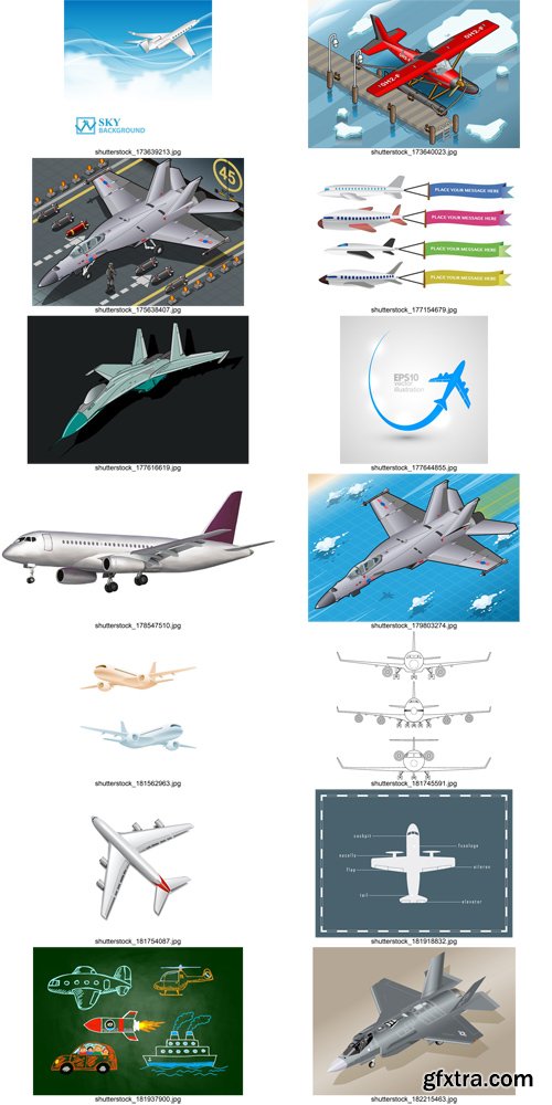 Stock Vectors - Plane, 25xEps