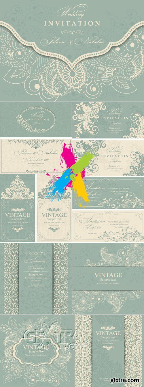 Wedding Elegant Invitations Vector