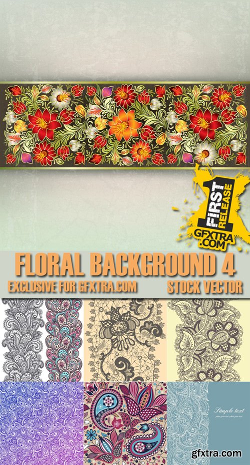 Stock Vectors - Floral Background 4, 25xEPS
