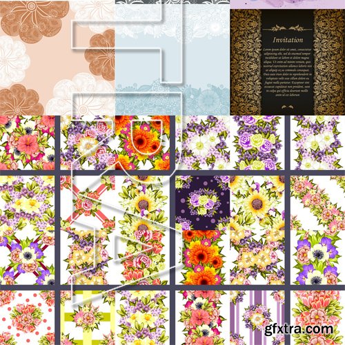 Stock Vectors - Floral Background 4, 25xEPS