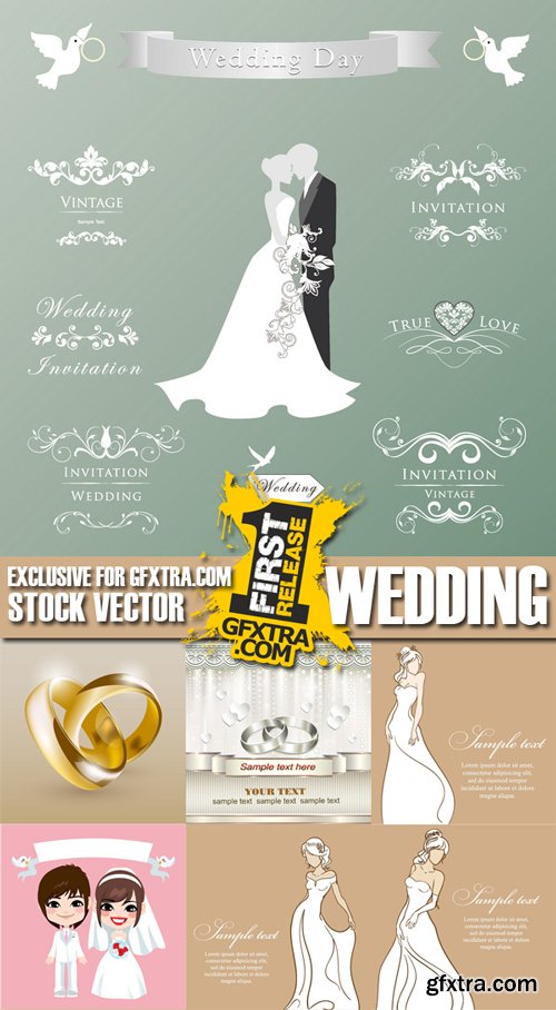 Stock Vectors - Wedding Day, 25xEPS