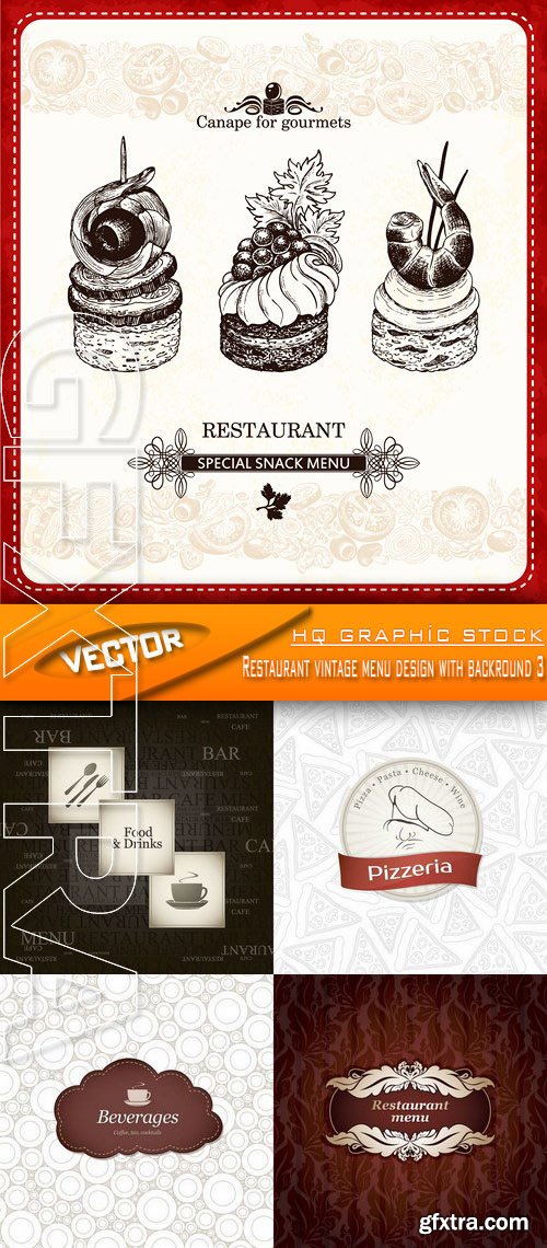 Stock Vector - Restaurant vintage menu design with backround 3