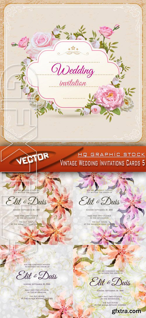 Stock Vector - Vintage Wedding Invitations Cards 5