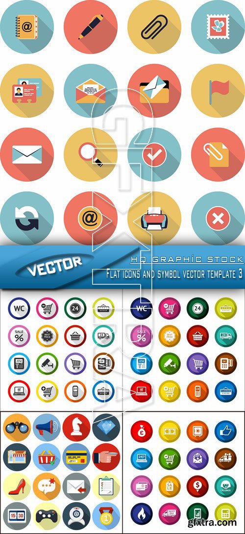 Stock Vector - Flat icons and symbol vector template 3