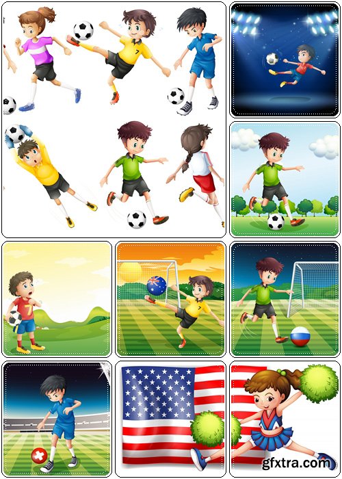 Kids love to play soccer- Vector