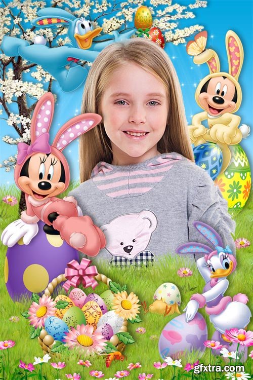 Baby frame with Disney cartoon characters - Easter