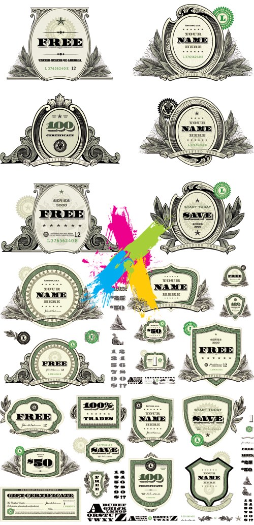 Financial, Money Labels Vector