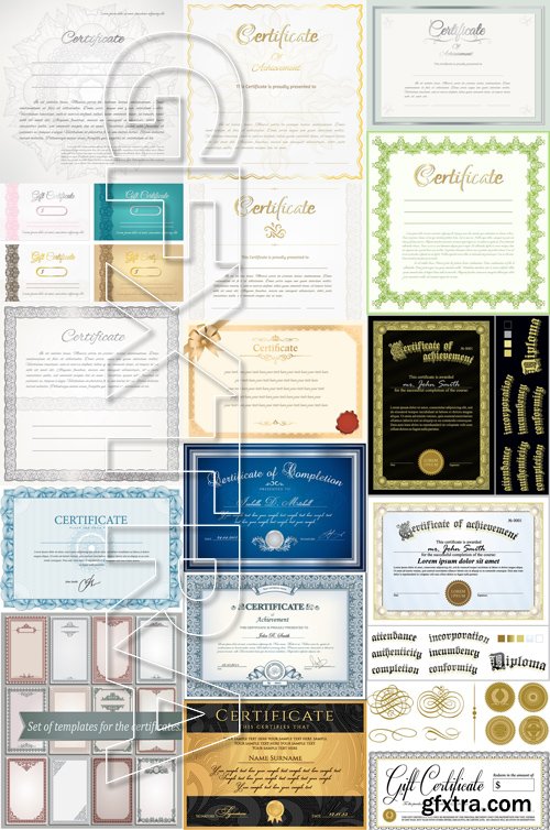 Stock Vectors - Certificate Template 3, 25xEPS