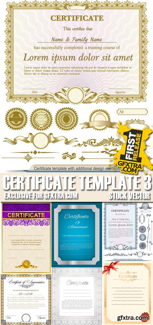 Stock Vectors - Certificate Template 3, 25xEPS