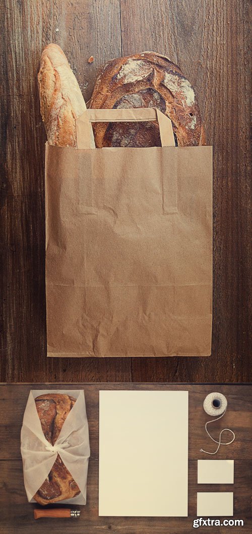 Bread Bag and Stationery Mock up PSD