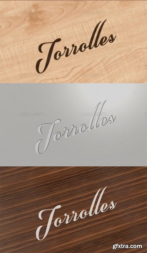 3 Logo Mock up Templates with wood Background