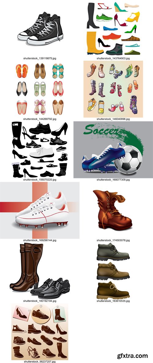 Stock Vectors - Boots, low shoe, sneakers, 25xEPS