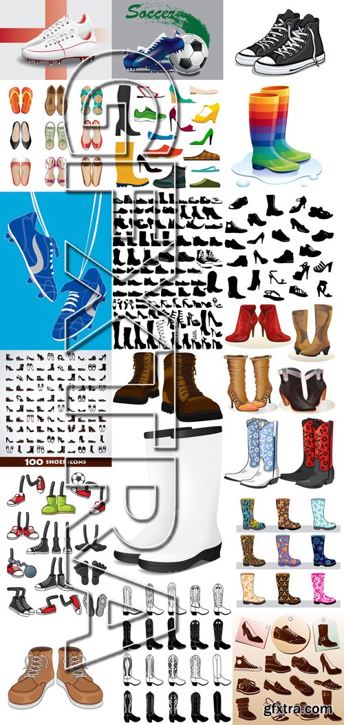 Stock Vectors - Boots, low shoe, sneakers, 25xEPS