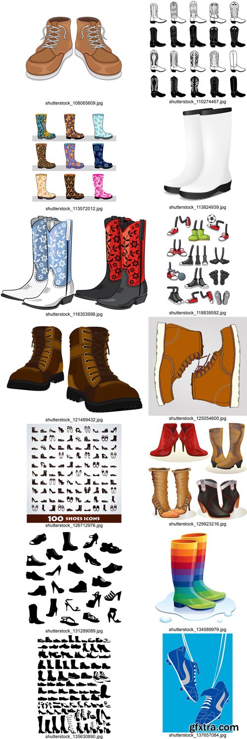 Stock Vectors - Boots, low shoe, sneakers, 25xEPS