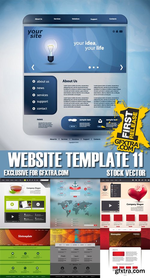 Stock Vectors - Website Template 11, 25xEPS