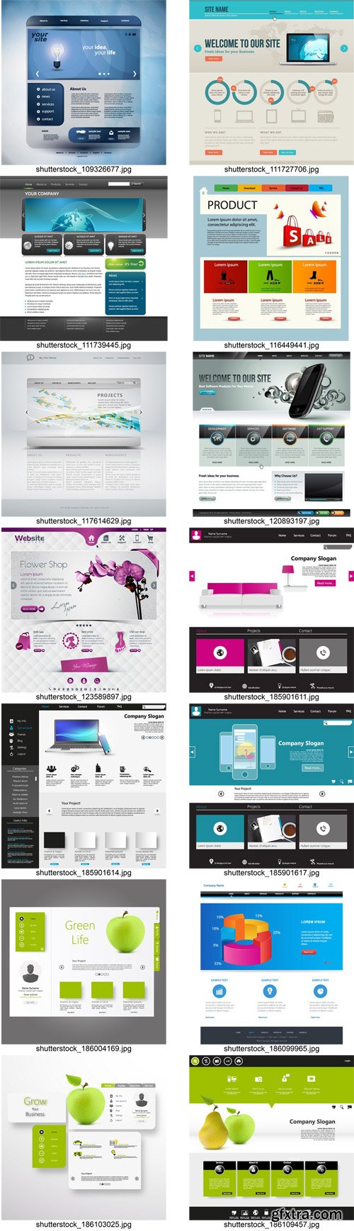 Stock Vectors - Website Template 11, 25xEPS