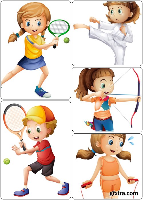 A young children exercising - Vector