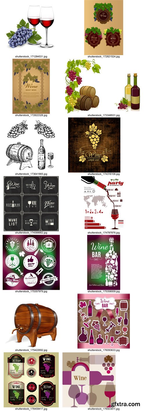 Stock Vectors - Wine 3, 25xEPS